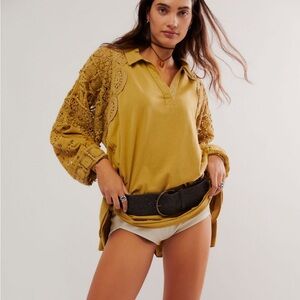 Free People crochet Lace Sleeve Hoodie (small flaw)